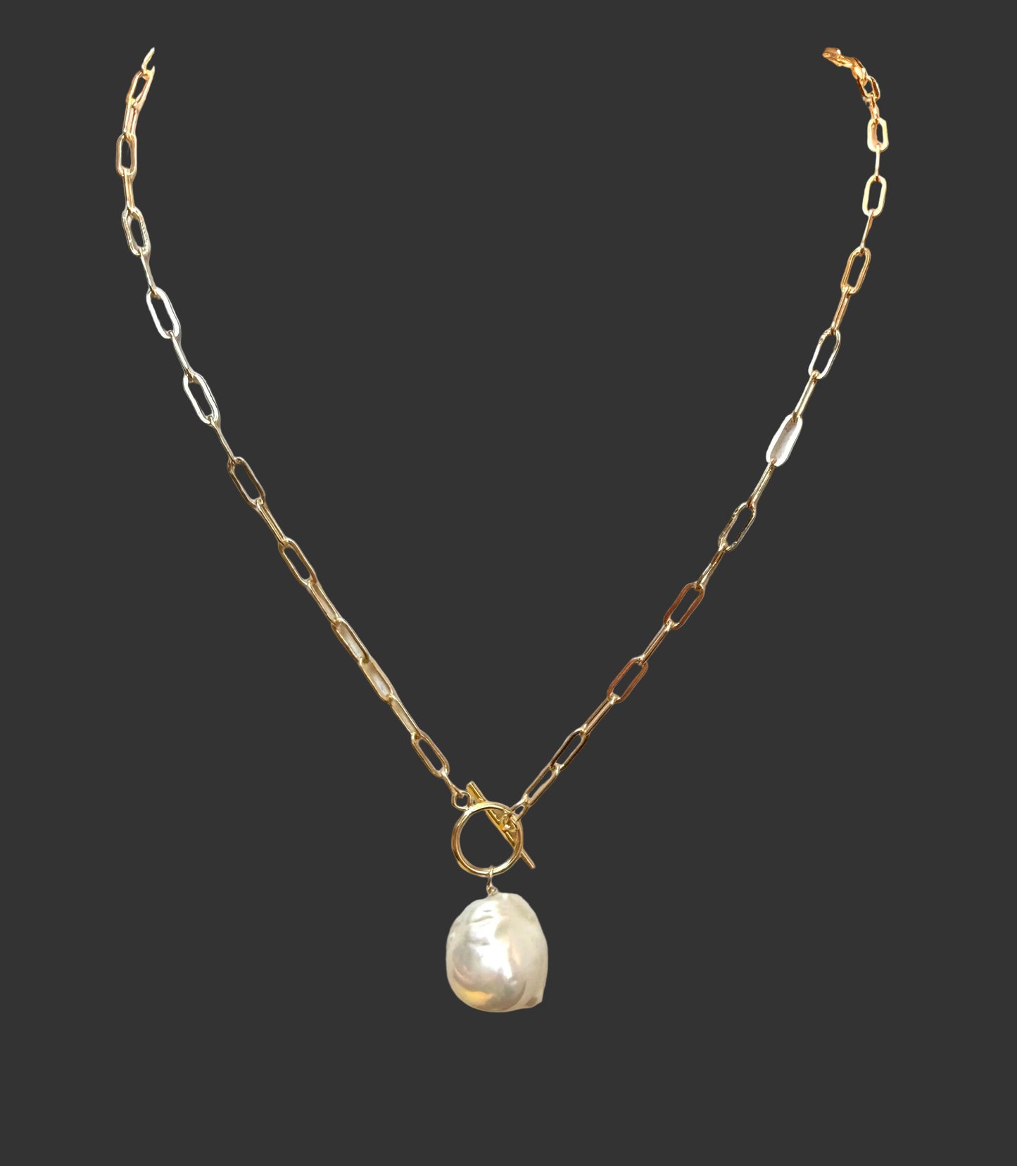 Gold Plated Paperclip & Baroque Pearl