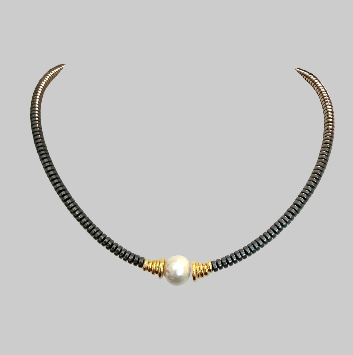 Necklace of Hematite and Pearl