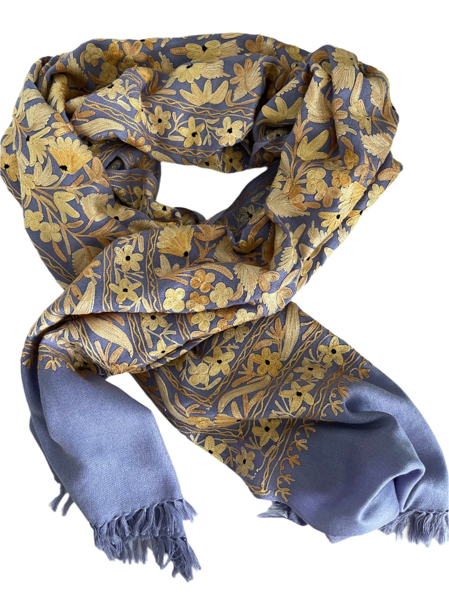 Scarf Wool Embroidered/ Orchid