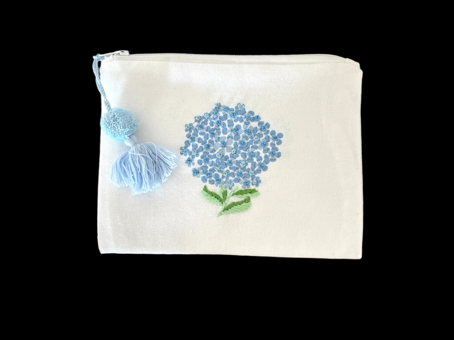 Pouch Hydrangea  Embroidered