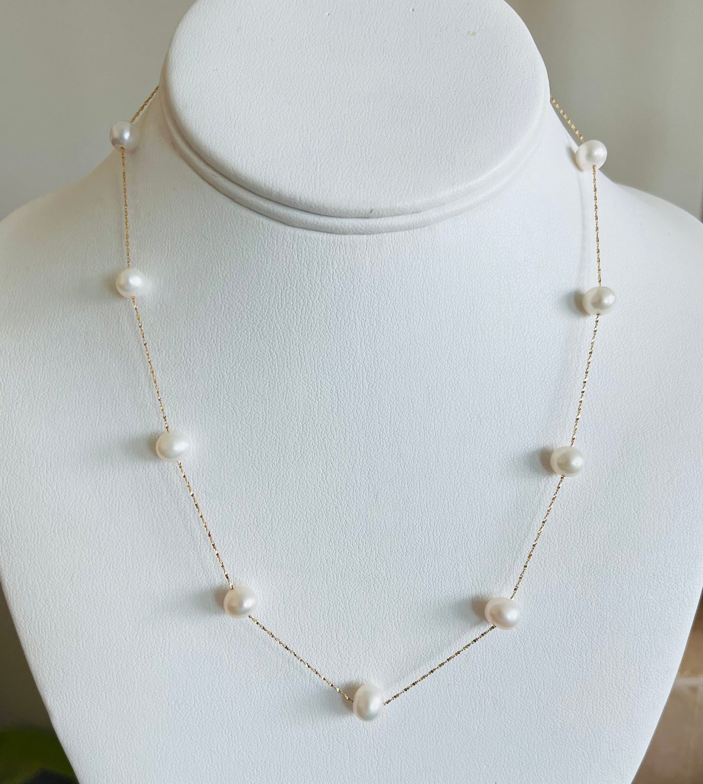 Necklace  Pearl and Chain 14K