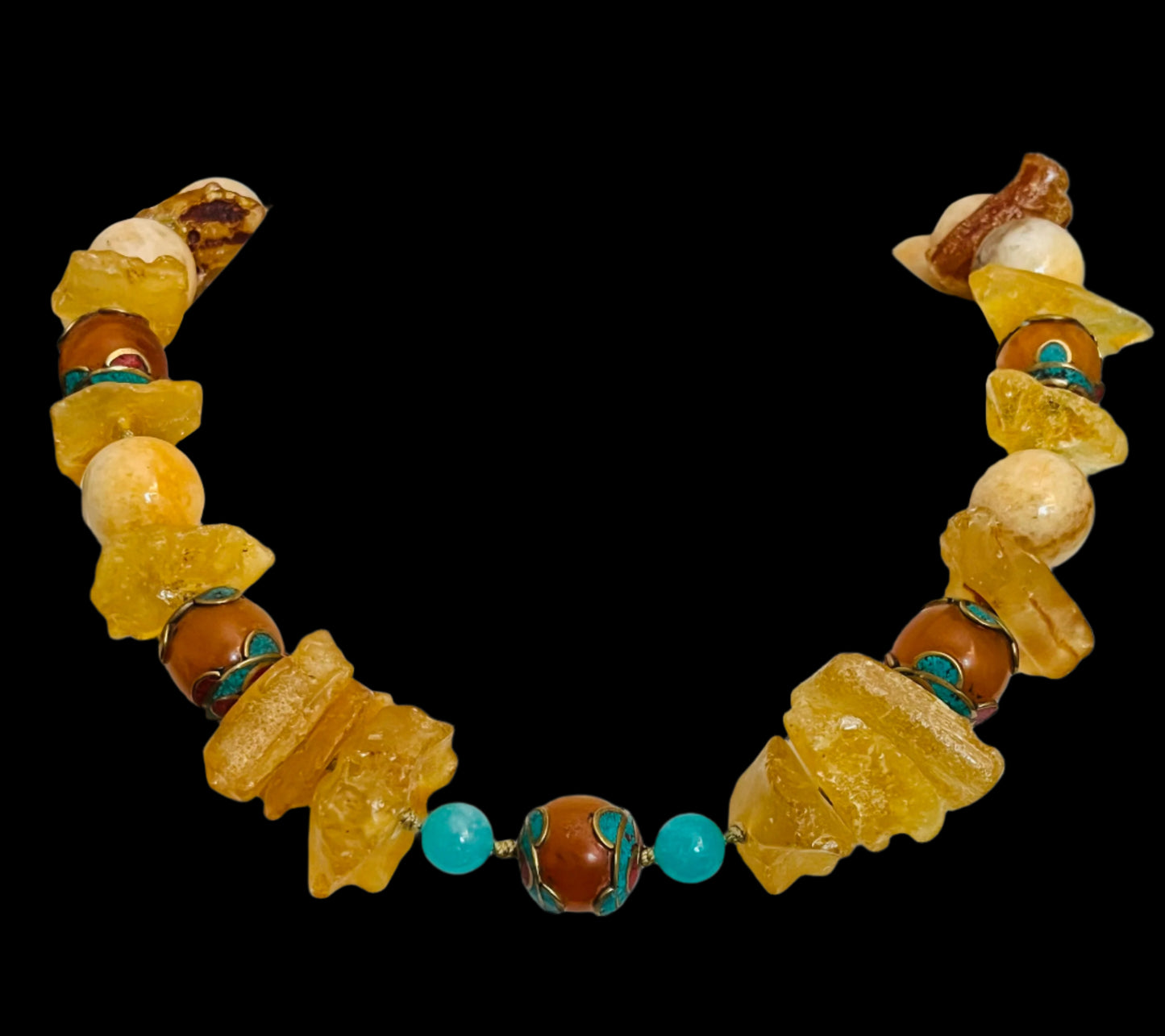 Necklace Amber & African Opal