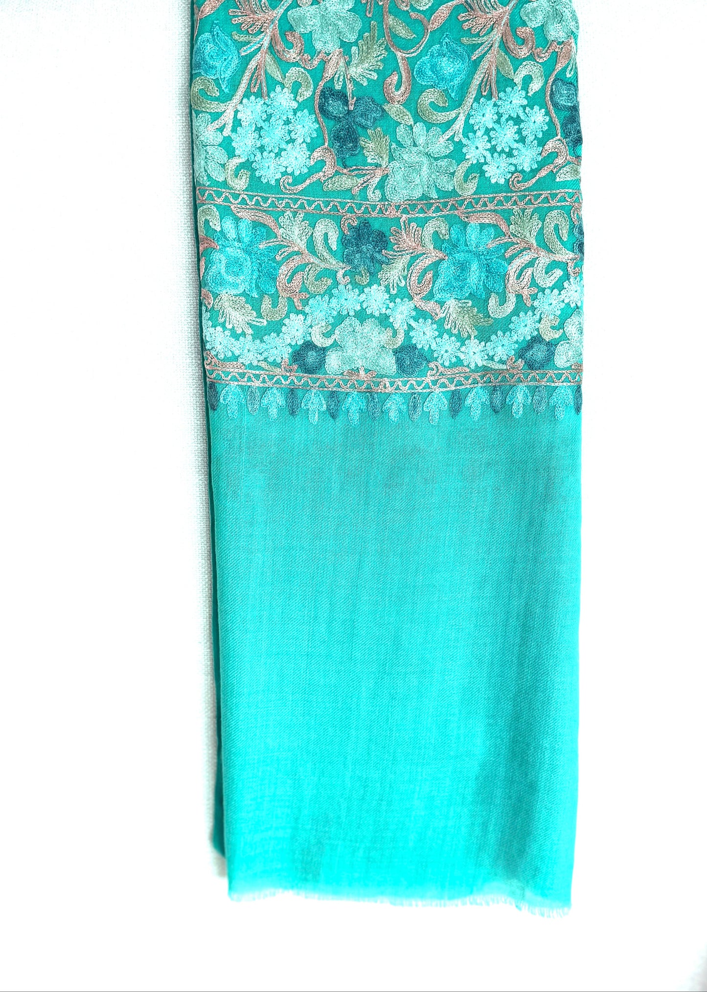 Scarf Turquoise Embroidered
