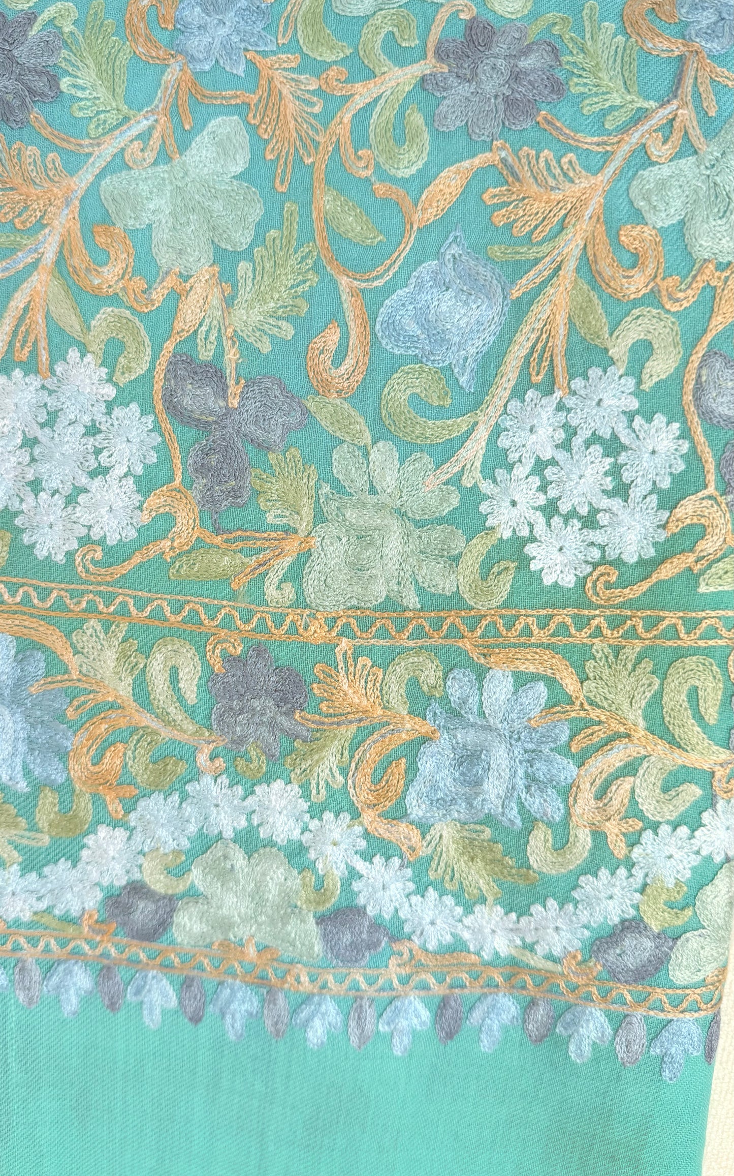 Scarf Turquoise Embroidered