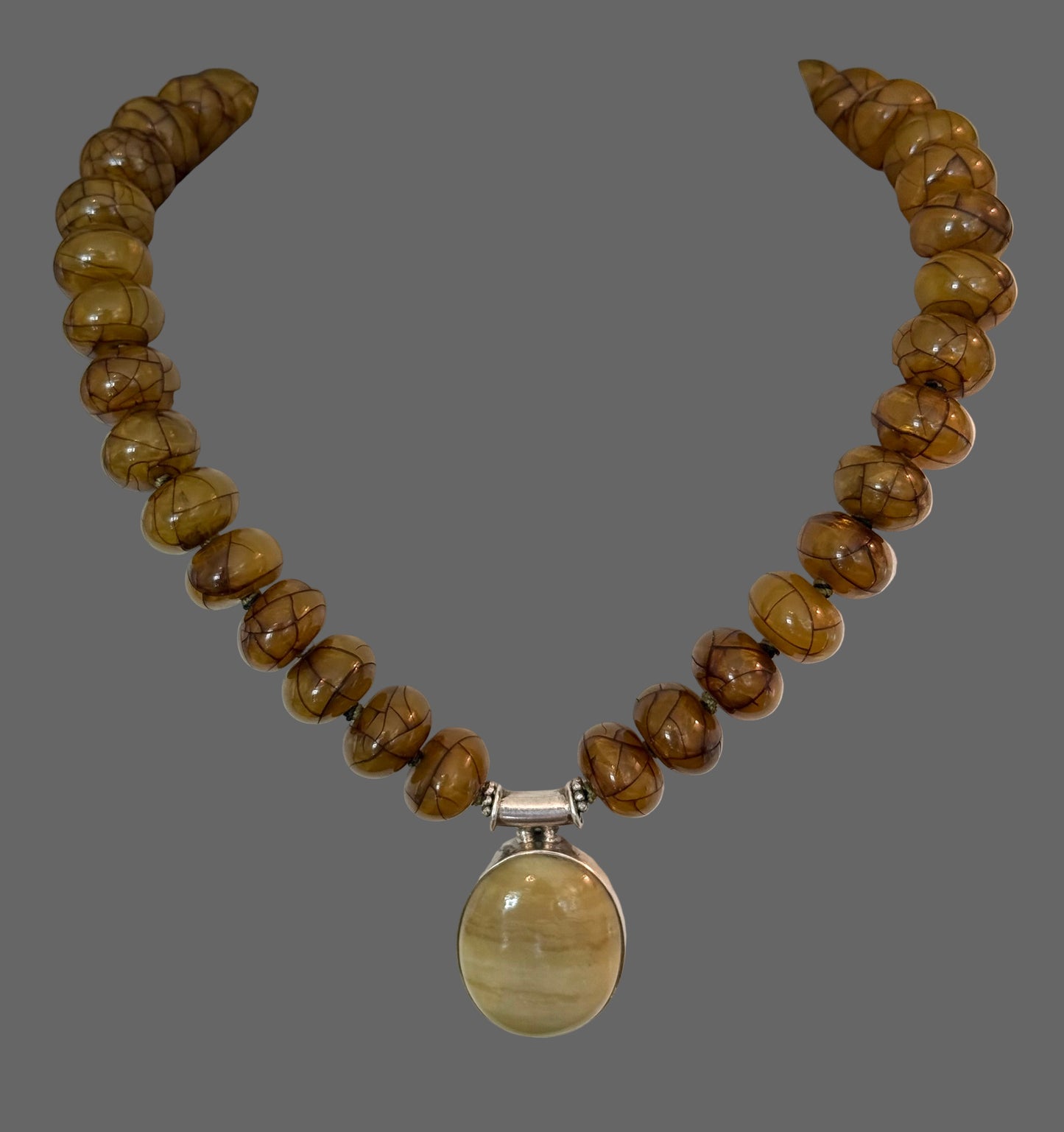 Reconstituted Amber and Agate pendant