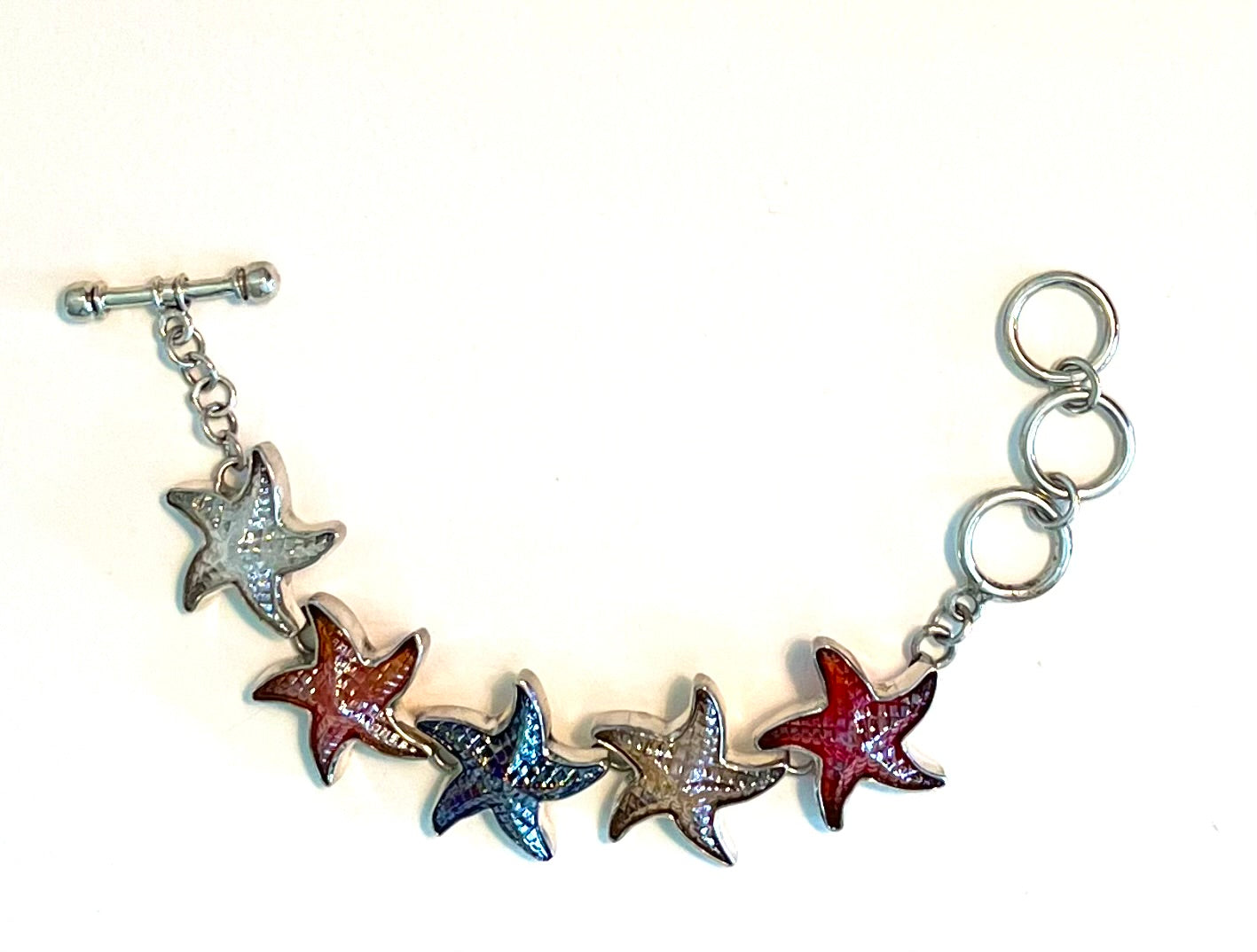 Bracelet Sterling Starfish Red, White and Blue