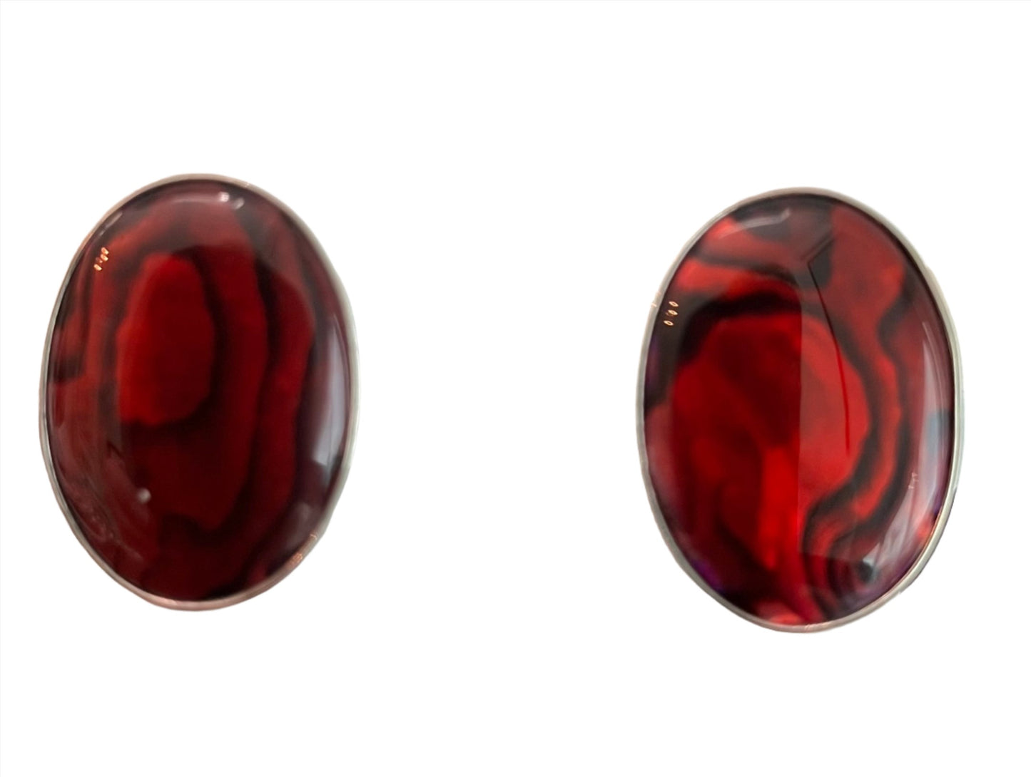 Earrings Red Abalone-Sterling : Clips