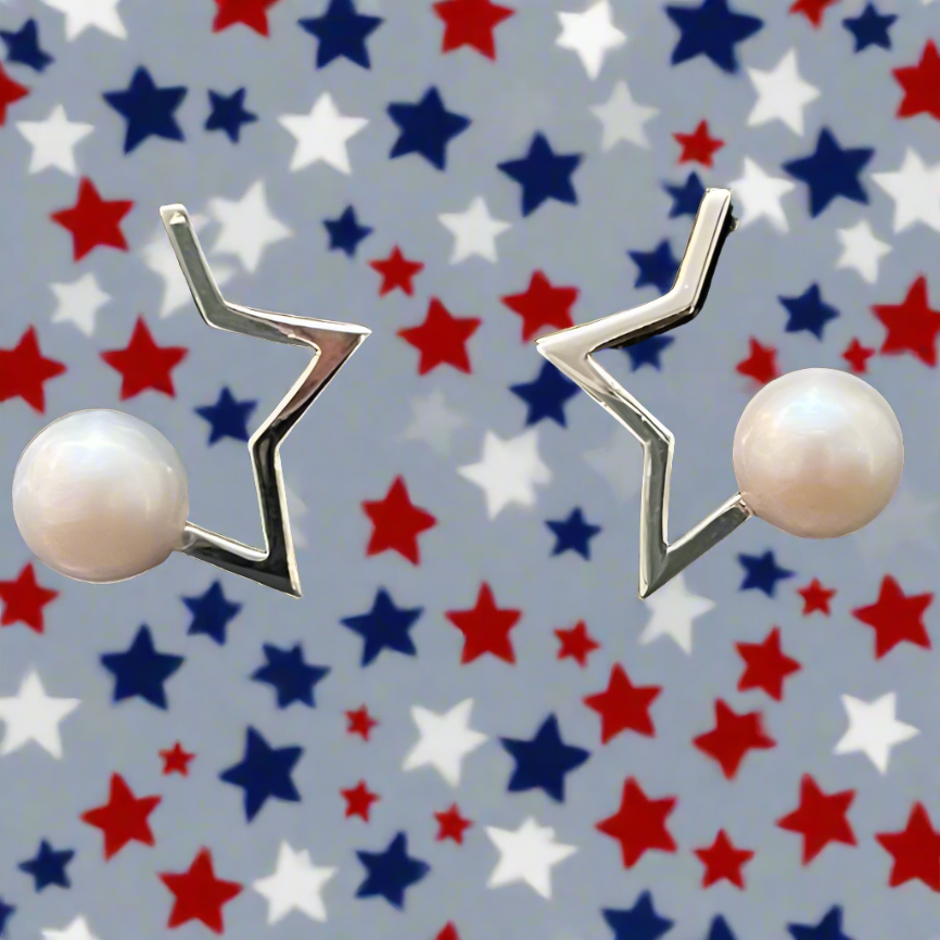 Earrings Star-wg plate : sterling