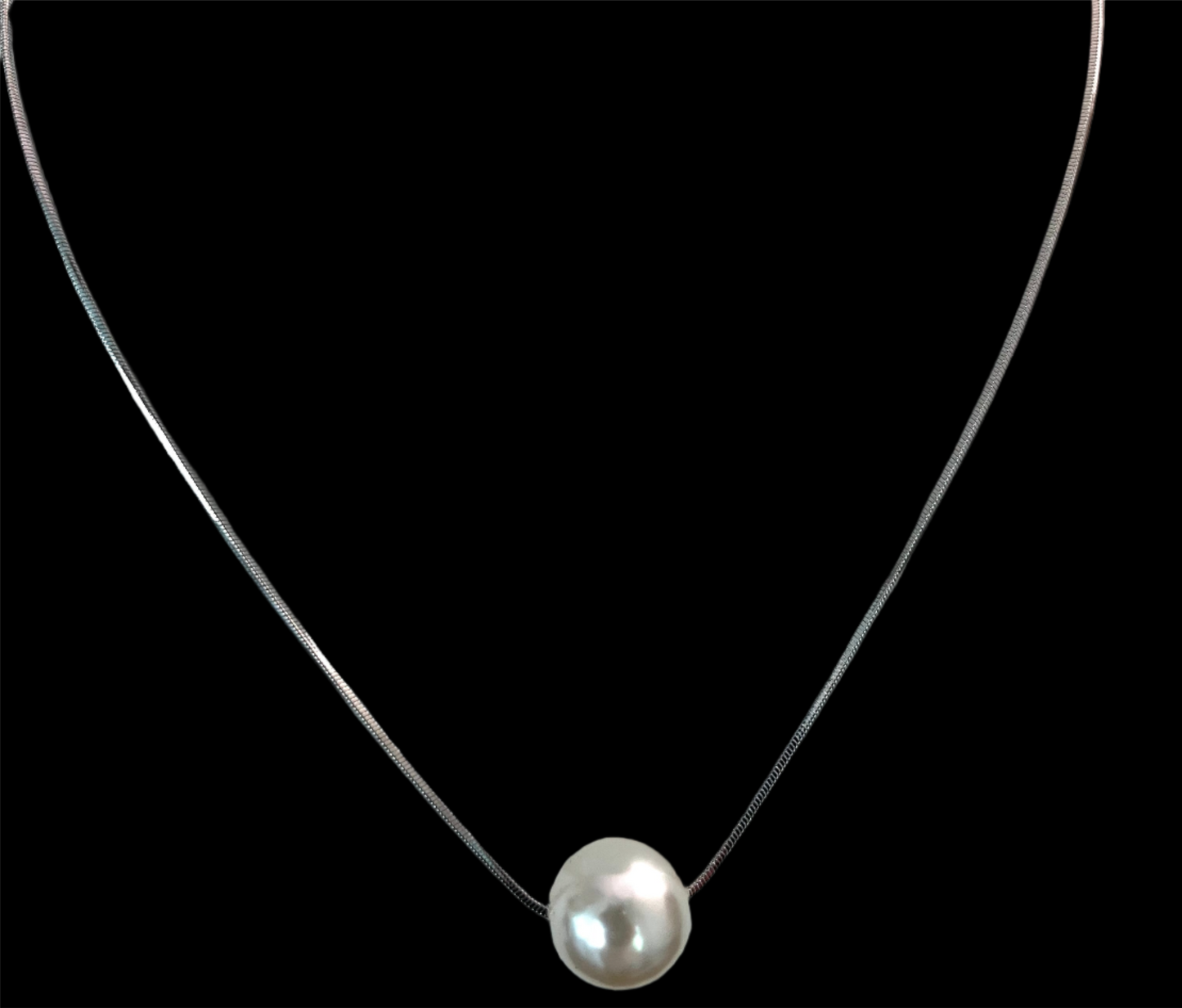 Smaller Faux Pearl on Silver Chain