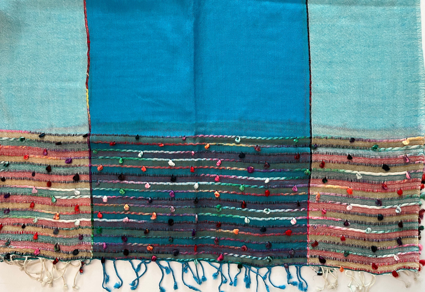 Fine Wool Embellished Bright & Light Blue