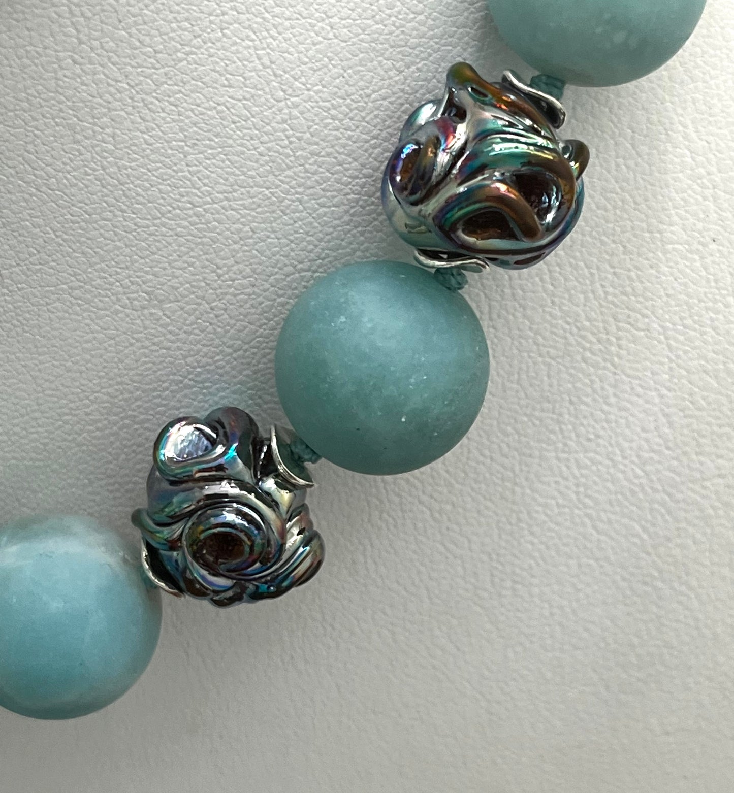 Necklace Lampglass Brilliant & Matte Amazonite