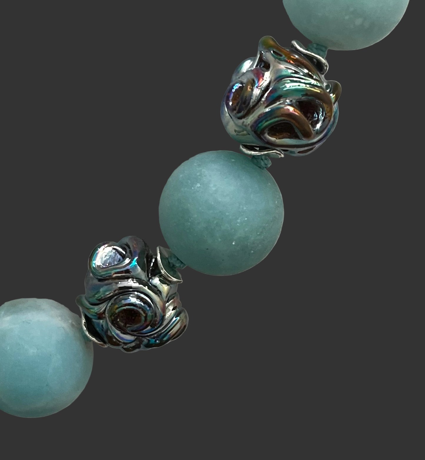 Necklace Lampglass Brilliant & Matte Amazonite