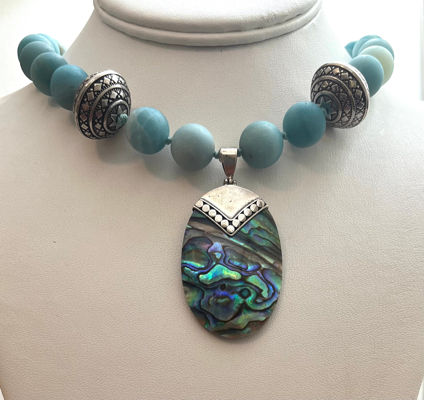 Necklace amazonite with Abalone Pendant