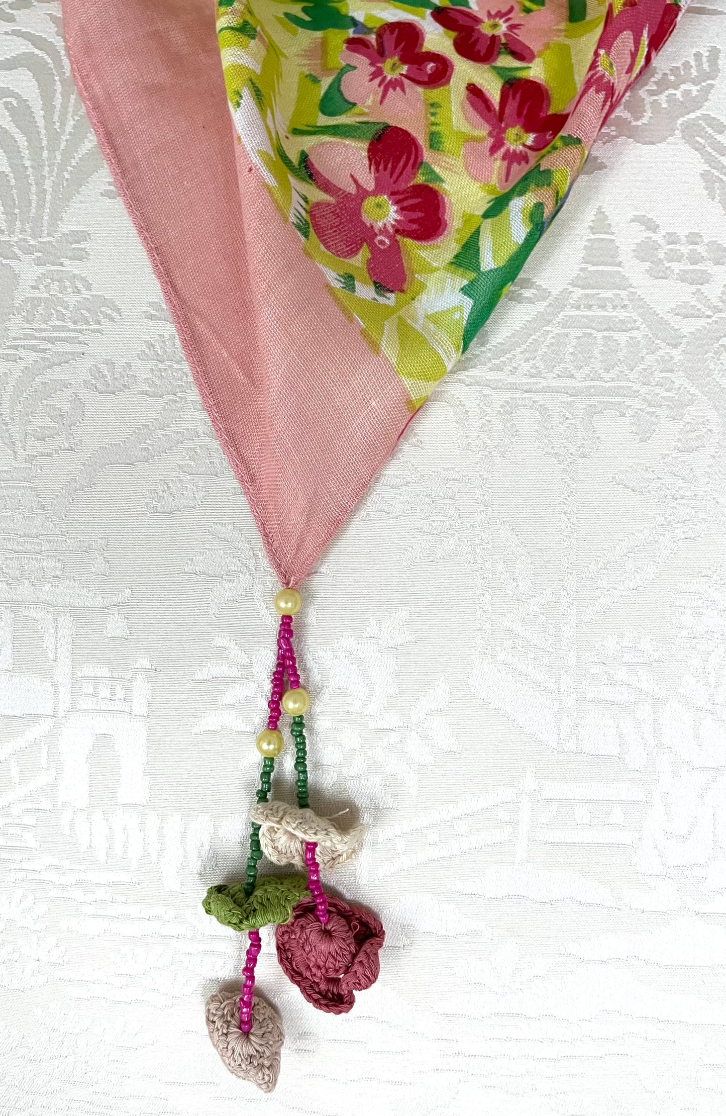 Floral Print scaf w flowers attached