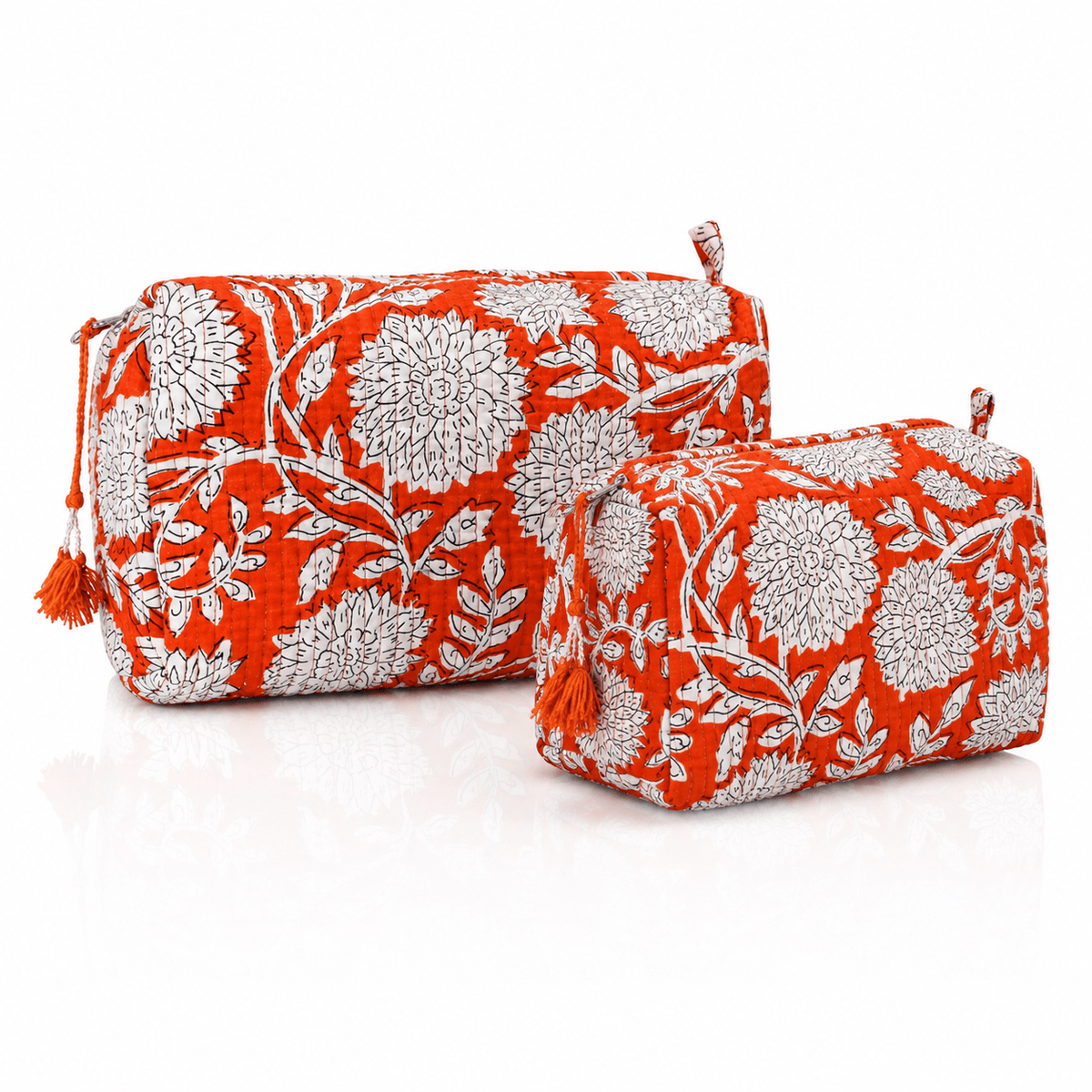 Cotton Block Print Pouch Set- 2 in a Set