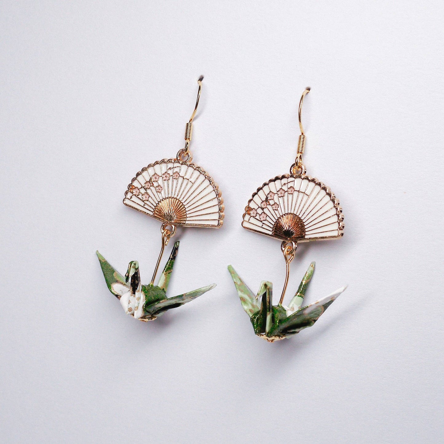 Crane and Fan Earrings