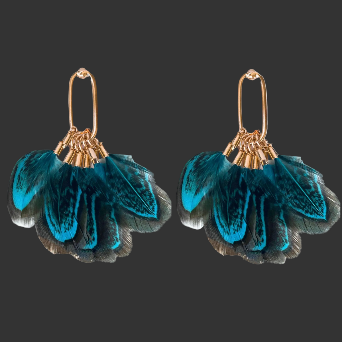 Peacock Feather Fall Statement Tassel Earrings