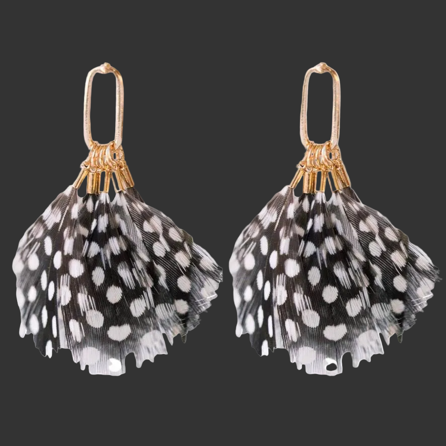 Spotted Feather Fall Statement Tassel Earrings