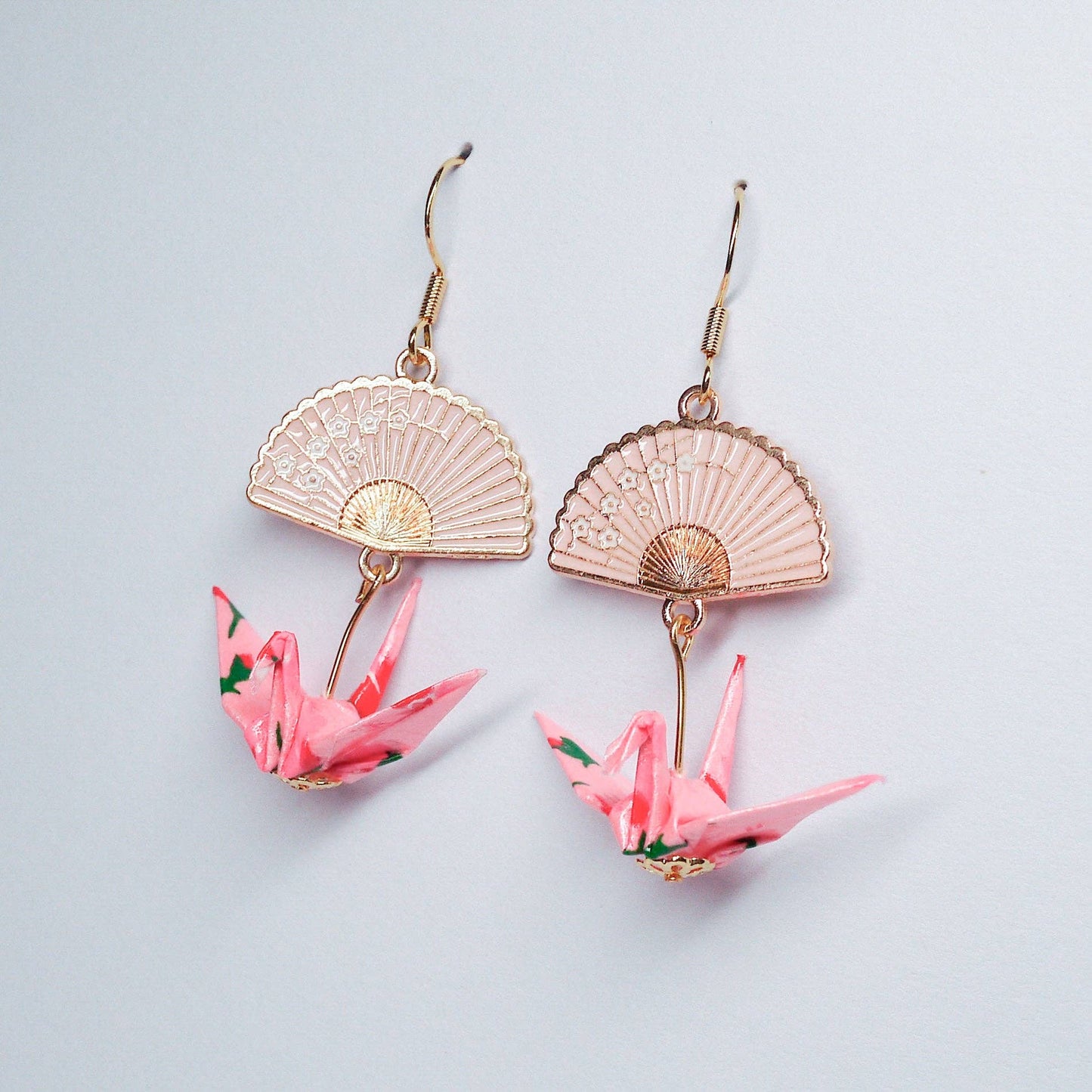 Crane and Fan Earrings
