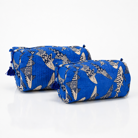 Cotton Block Print Pouch Set- 2 in a Set