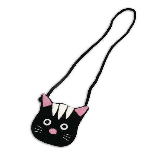 Black Kitty Face Long Handle Coin Purse