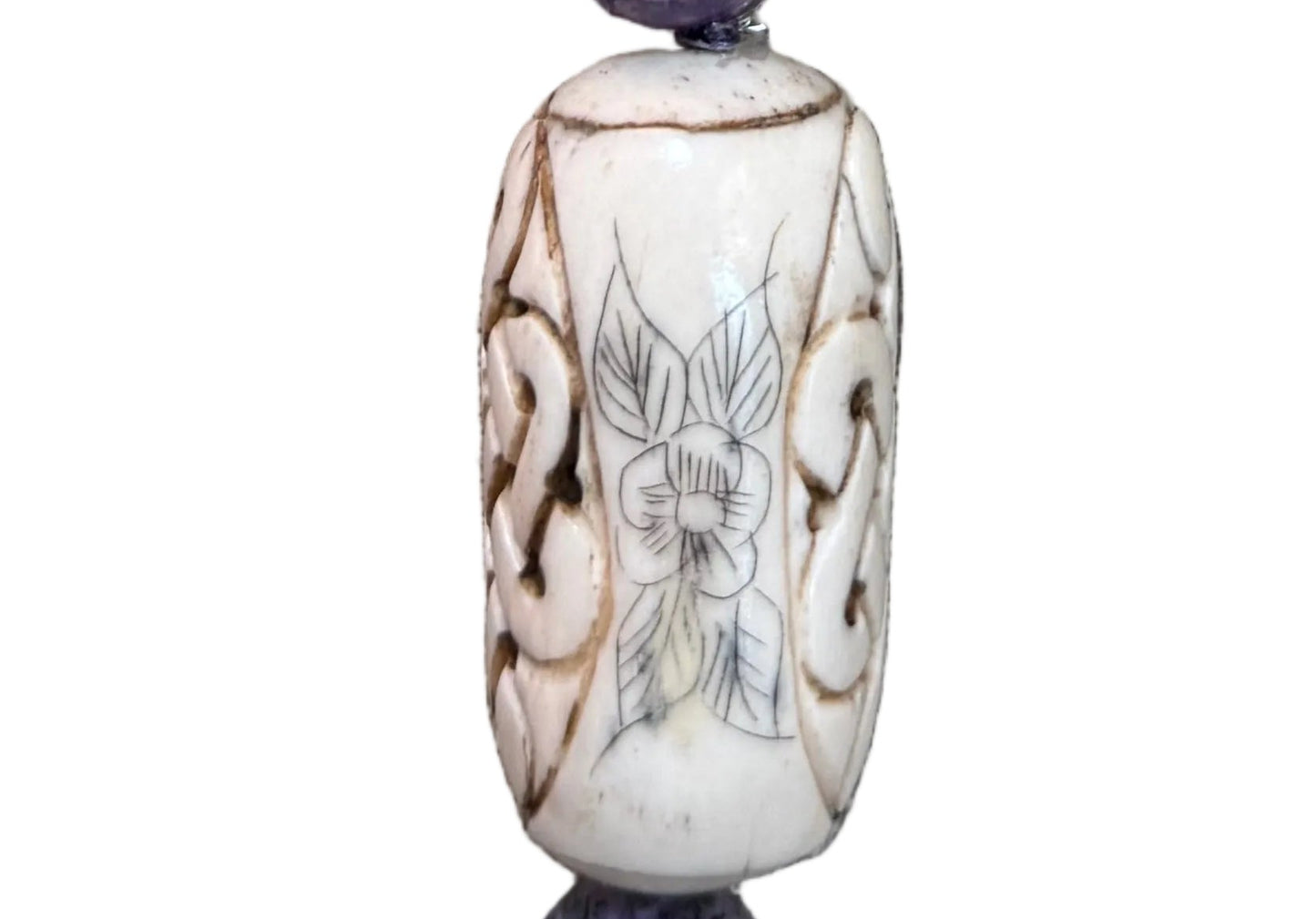 Amethyst, Carved Bone & Charoite