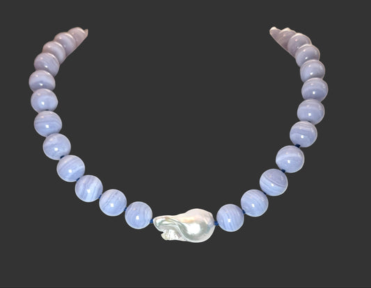 Blue Lace Agate & Pearl