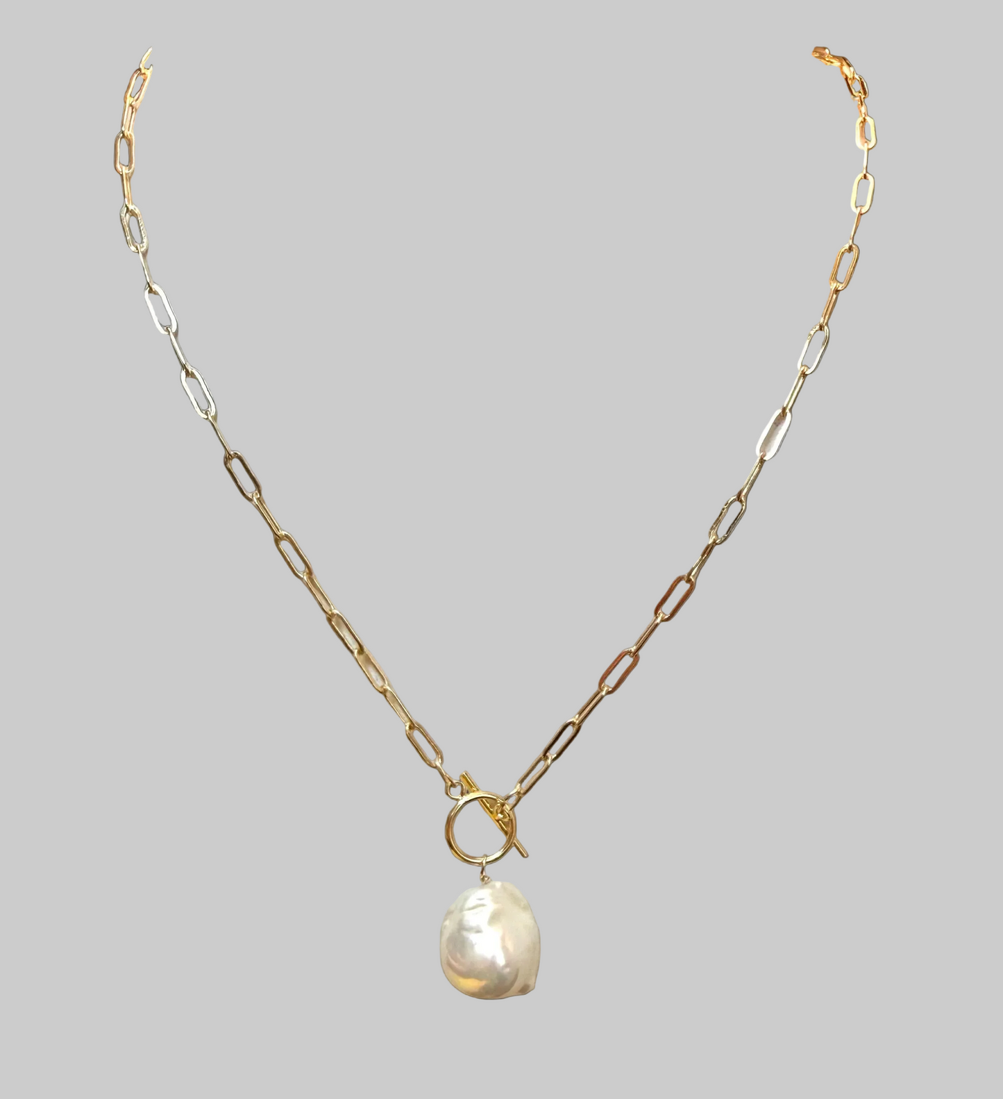Gold Plated Paperclip & Baroque Pearl