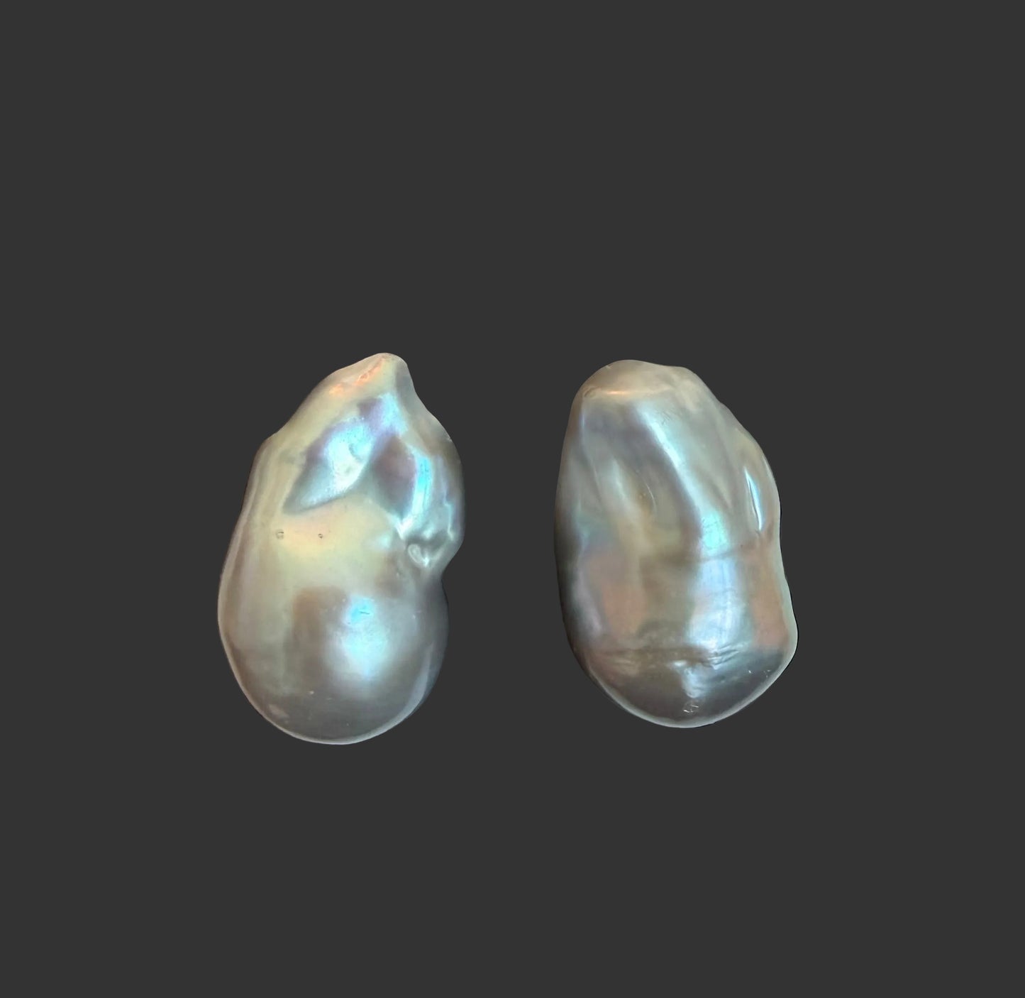 Earrings Baroque Pearl Grey 20mm x 15mm