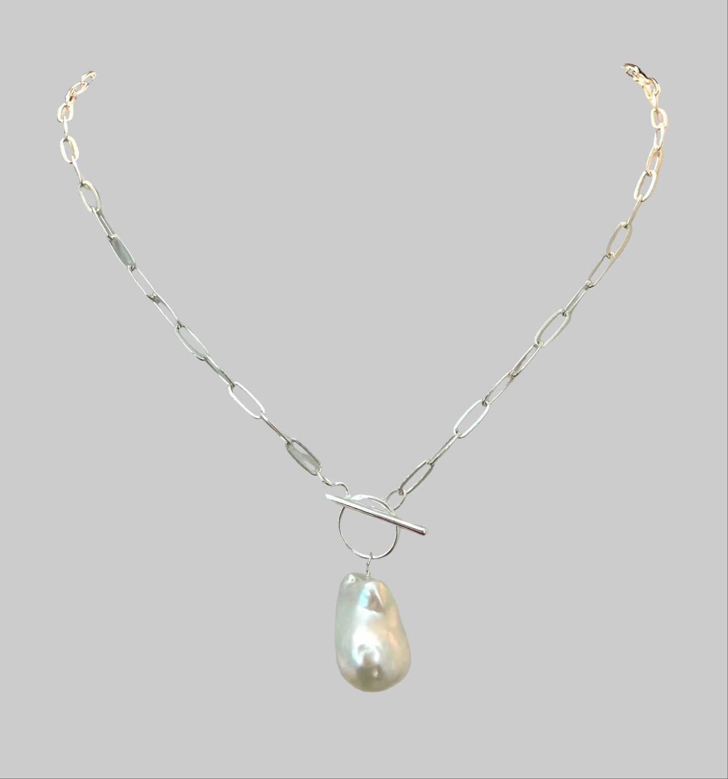 Sterling Silver Paperclip & Baroque Pearl