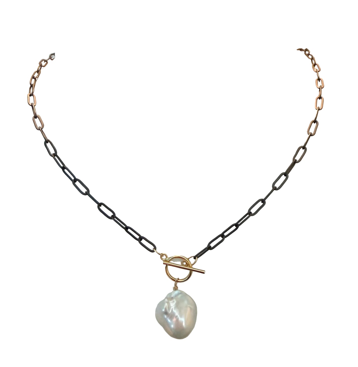 Oxidized Paperclip & Baroque Pearl
