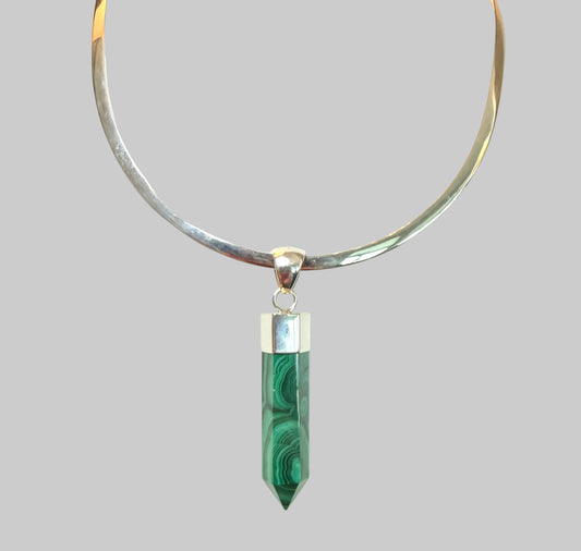 Pendant Malachite In Sterling