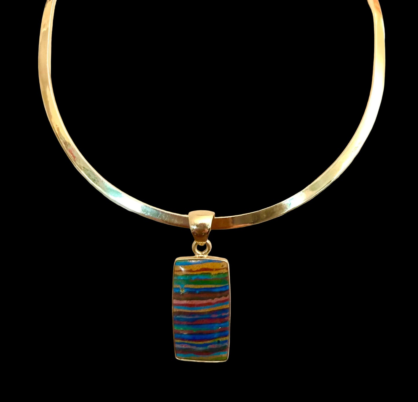 Pendant of Rainbow Calsilica in Alchemia