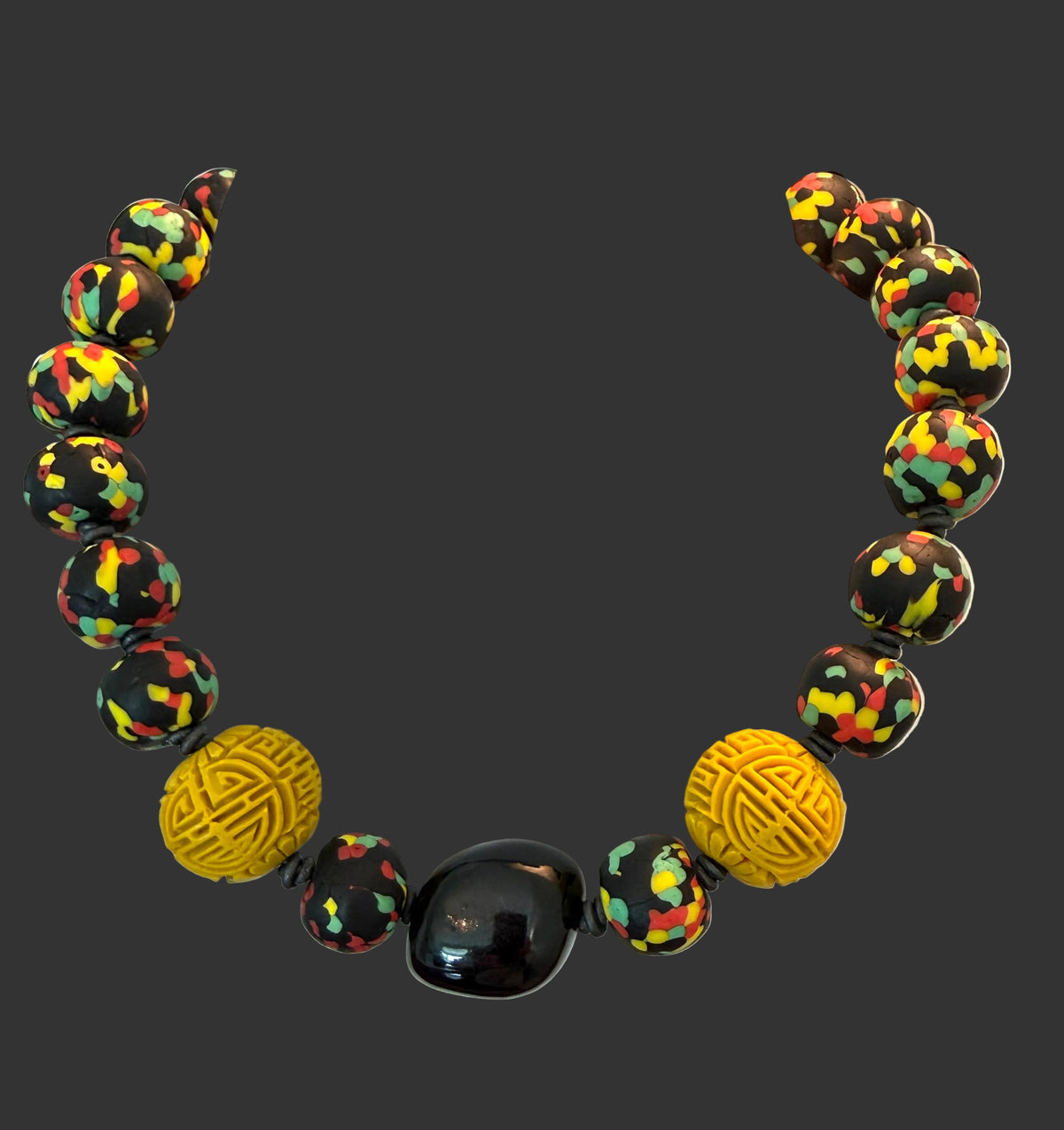African Fussed Glass with Lucite & Caved Beads