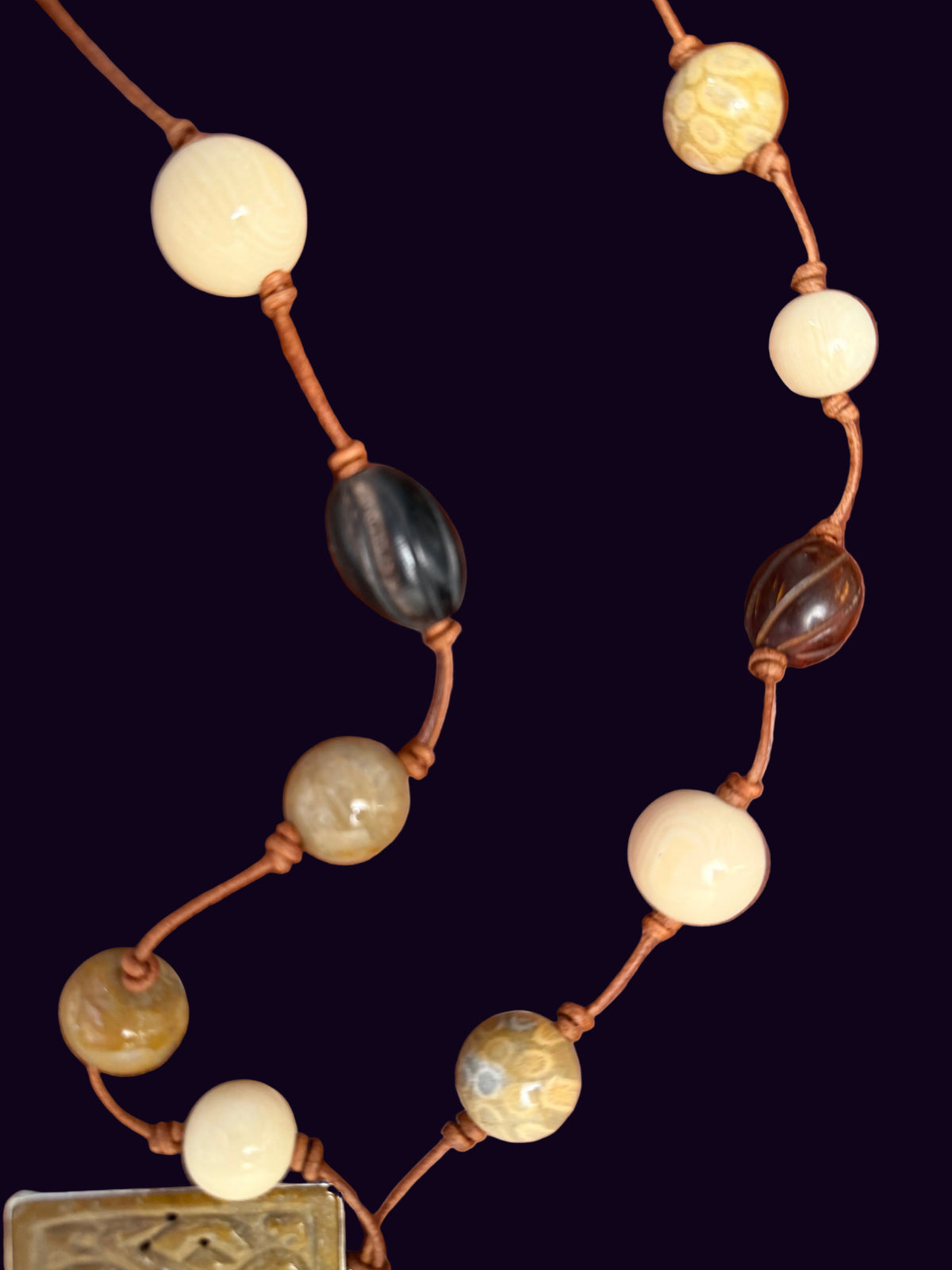 Cocoa Jade in Sterling with Fossils