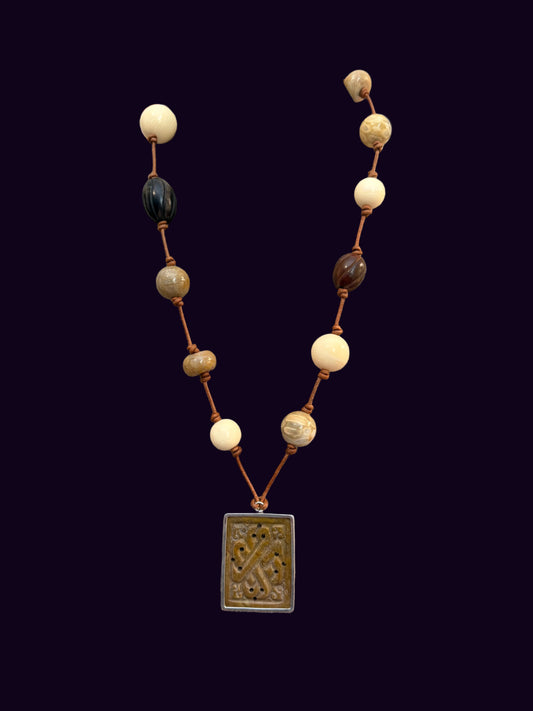 Cocoa Jade in Sterling with Fossils