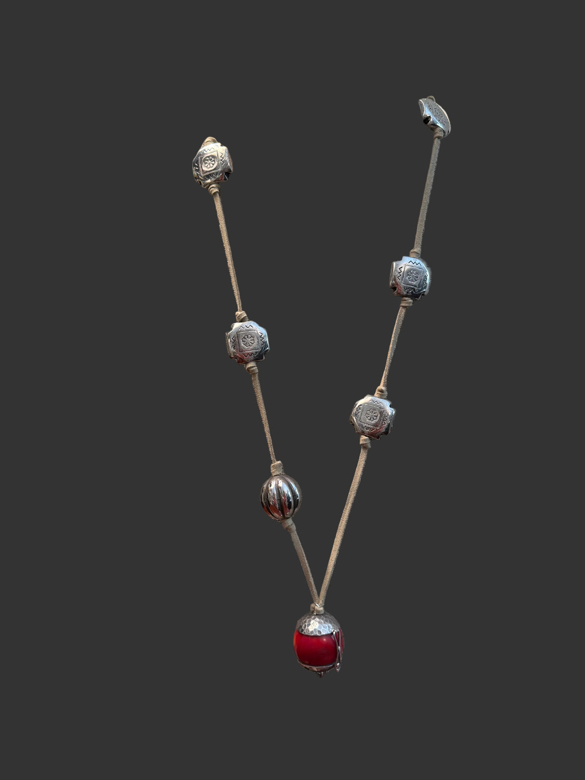 Long silver & Coral