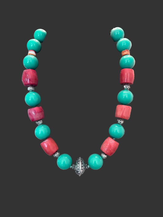 Natural Coral & Acrylic Turquoise