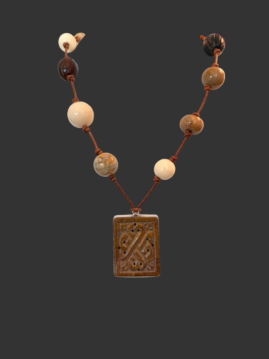 Cocoa Jade in Sterling with Fossils