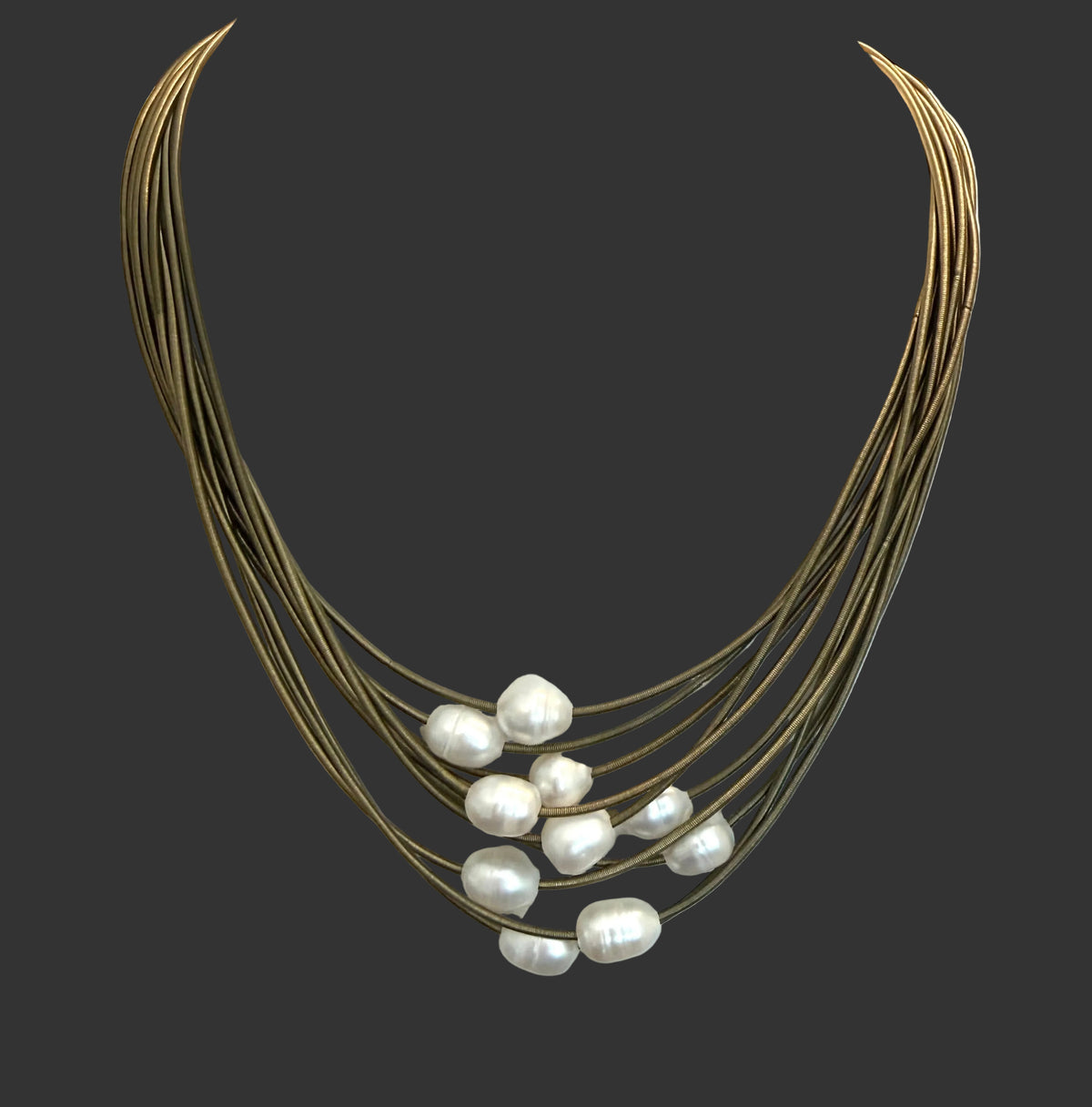 Bronze 10 Strand & Pearls