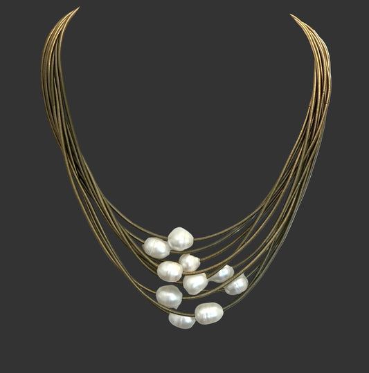 Bronze 10 Strand & Pearls
