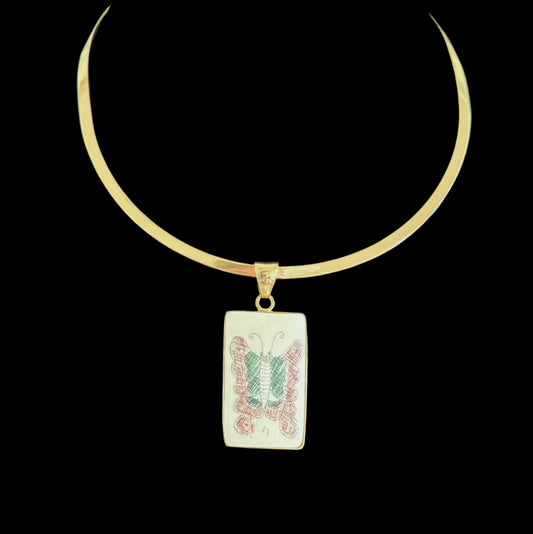 Pendant Butterfly Scrimshaw /Alchemia