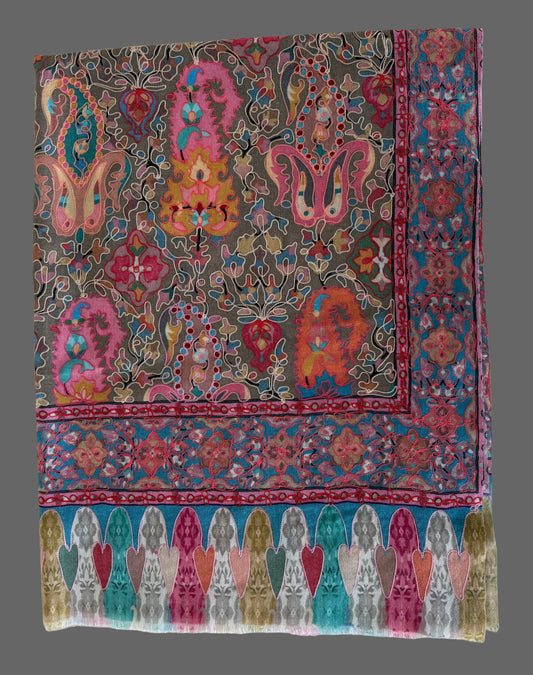 Scarf  Multicolored with embroidery