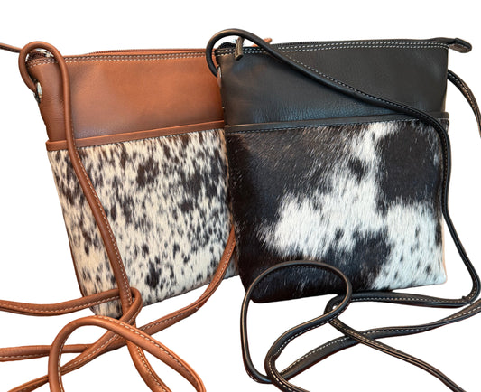 Crossbody Bag of Leather & Calf Hair