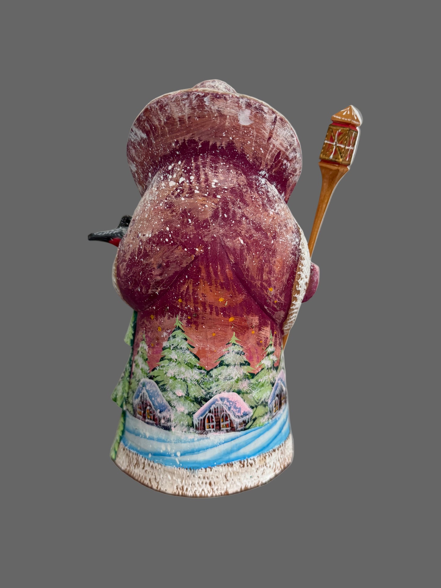 Santa Pink w Tree, Lantern & Bird