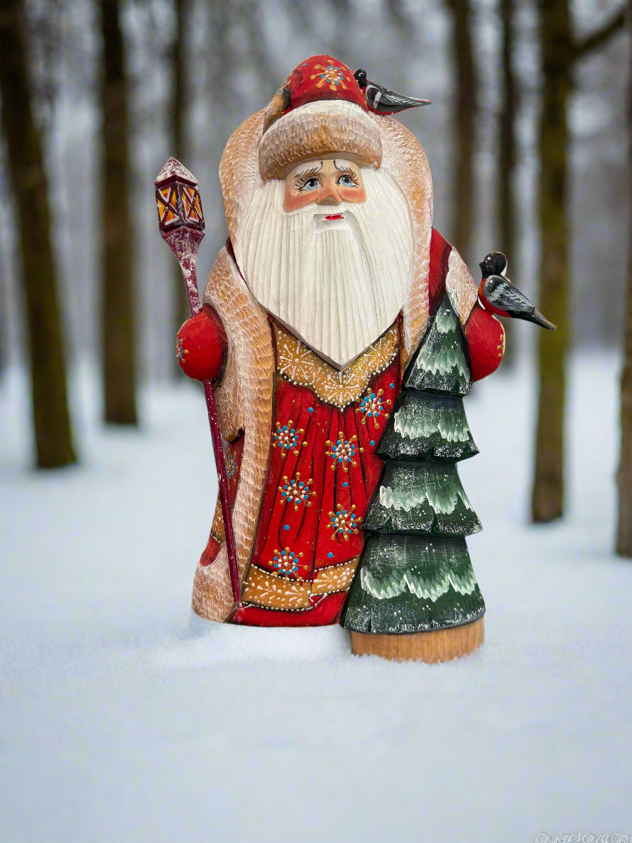 Santa Red with Tree and Birds