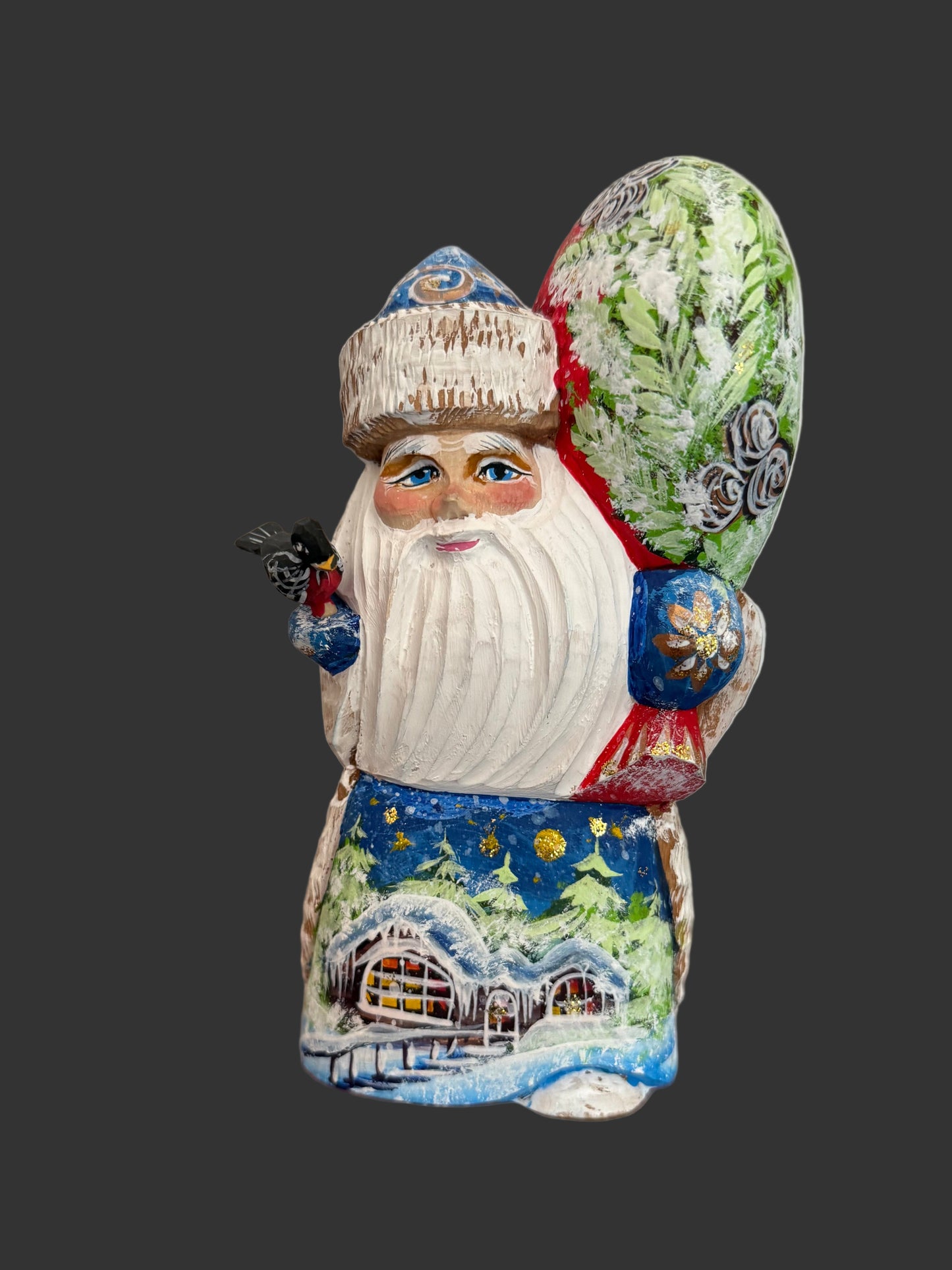 Santa with Little Bird and Gift Bag