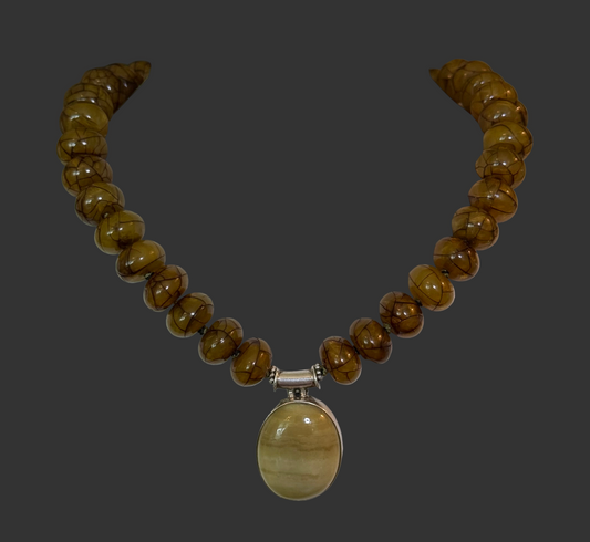 Reconstituted Amber and Agate pendant
