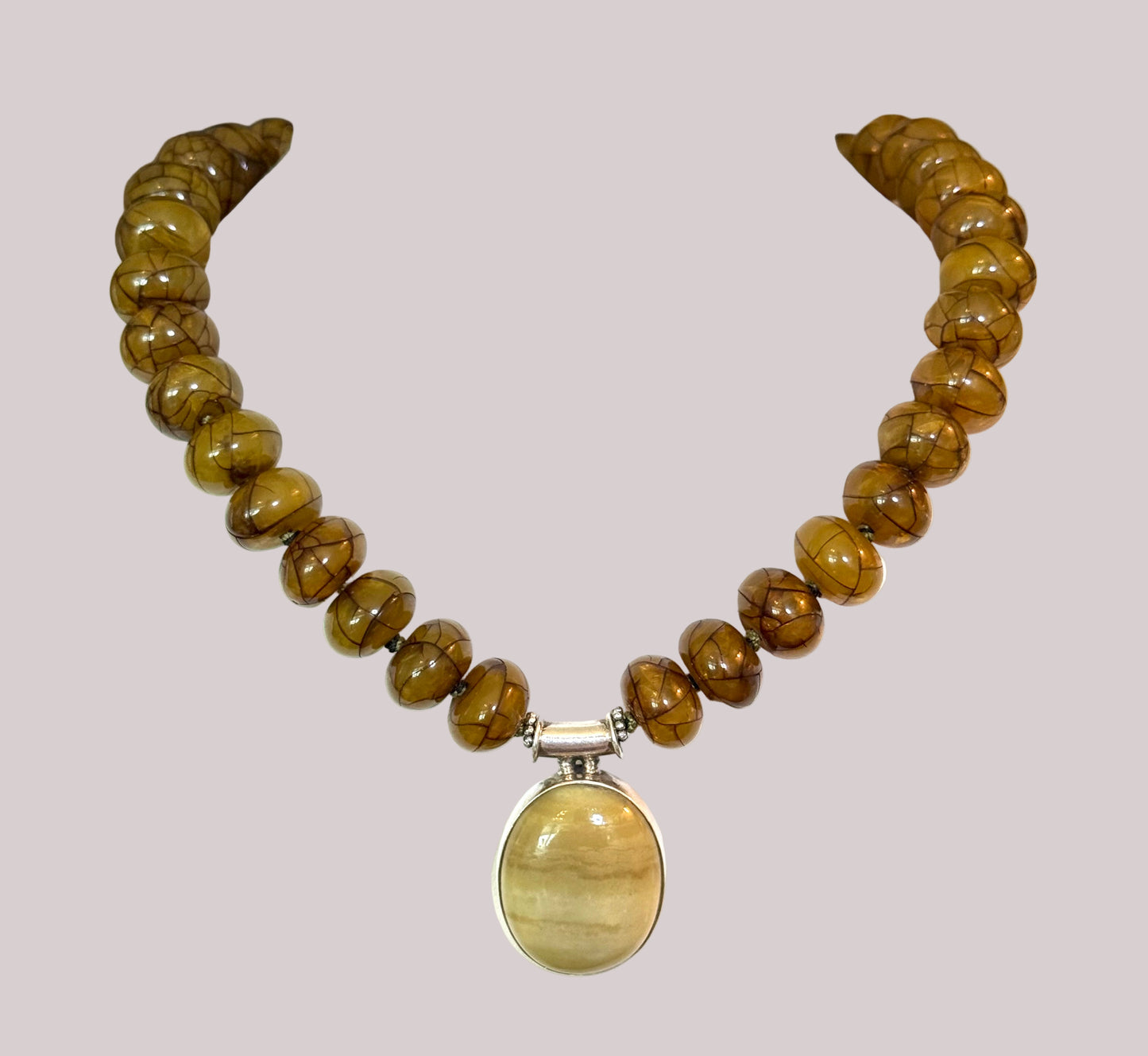 Reconstituted Amber and Agate pendant