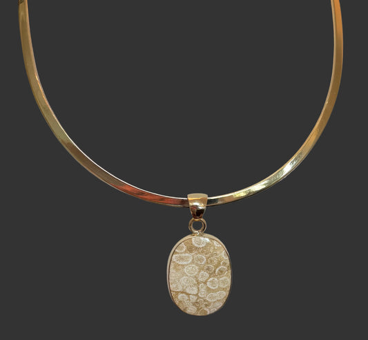 Fossilized Coral Pendant in Alchemia